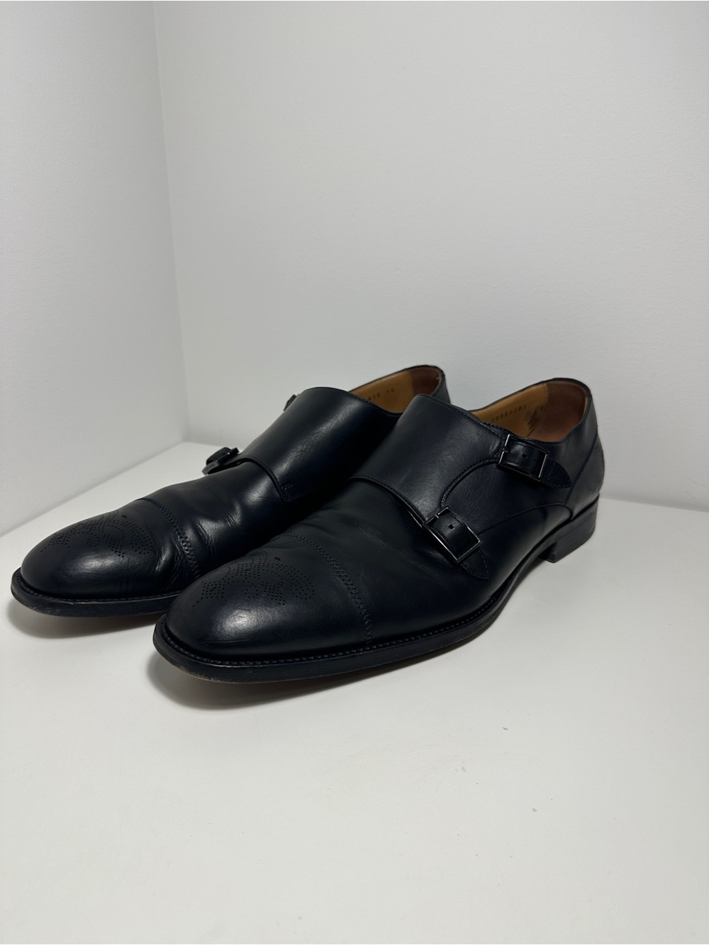 Hugo Boss Black Leather Double Monk Strap Loafers
